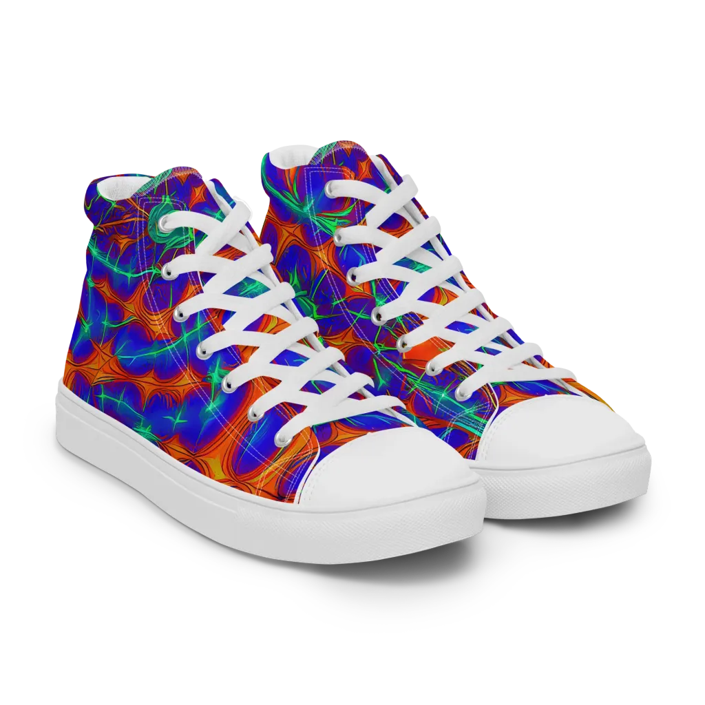 Nebula Tides on Men's High Top Canvas Shoes — Right Front