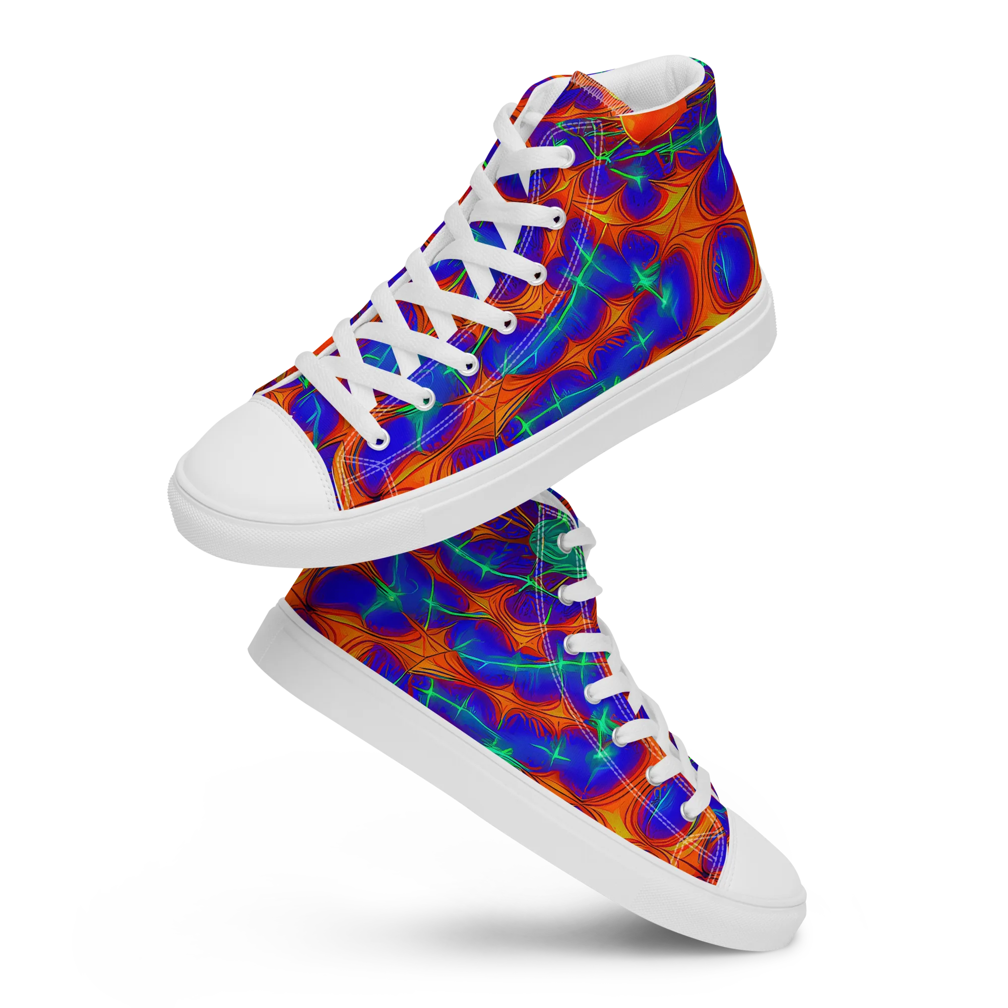 Nebula Tides on Men's High Top Canvas Shoes — Front
