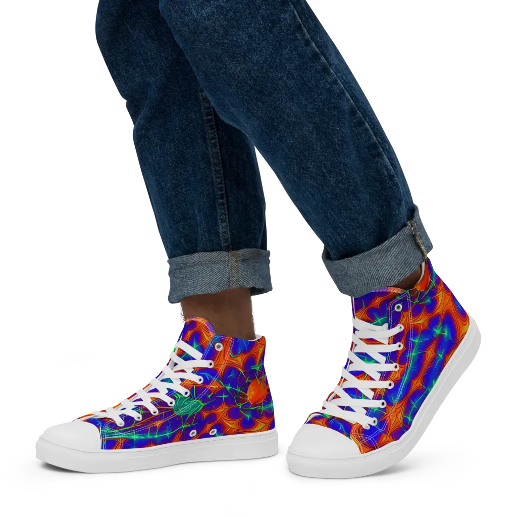 Nebula Tides on Men's High Top Canvas Shoes — Left