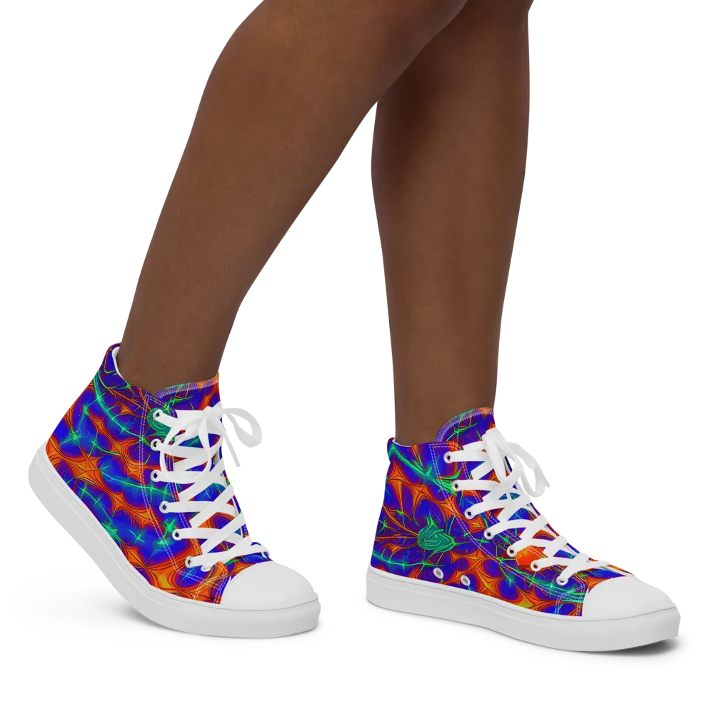 Nebula Tides on Women's High Top Canvas Shoes — Right