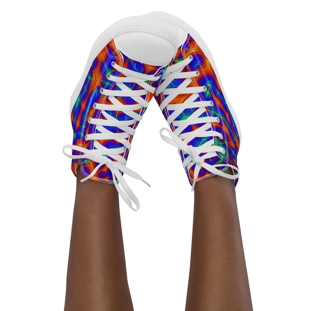 Nebula Tides on Women's High Top Canvas Shoes — Front