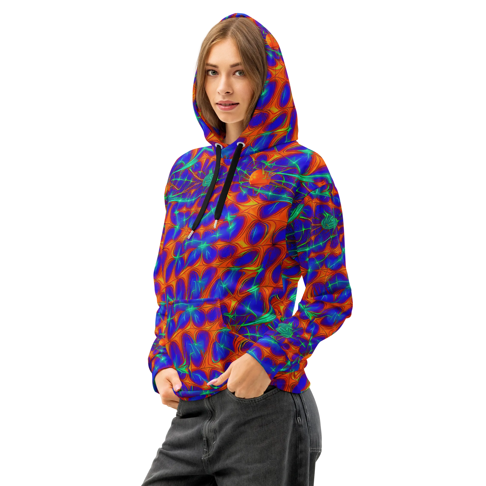 Nebula Tides on Cotton Hoodie — Left Front