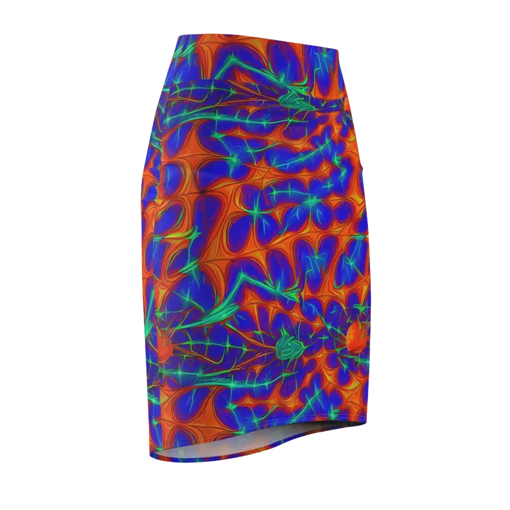 Nebula Tides on Pencil Skirt — Front Side