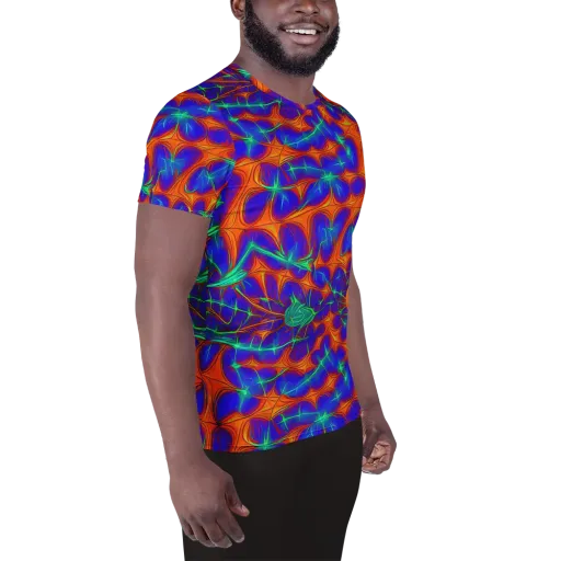 Nebula Tides on a Men's Athletic T-Shirt