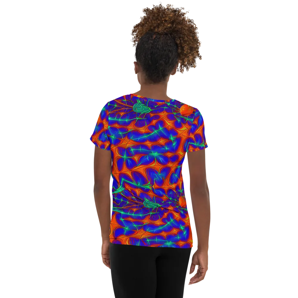 Nebula Tides on Women's Athletic T-Shirt — Back