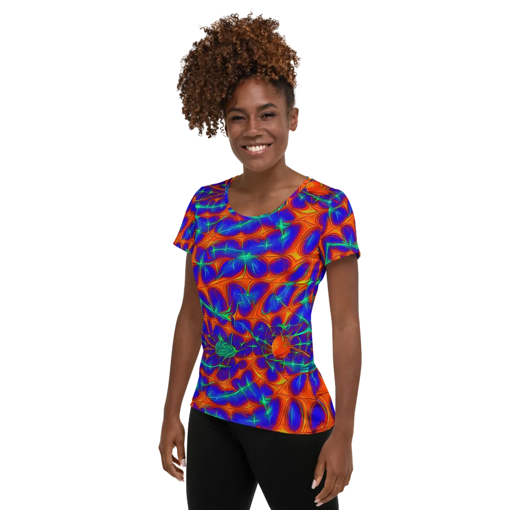 Nebula Tides on Women's Athletic T-Shirt — Left