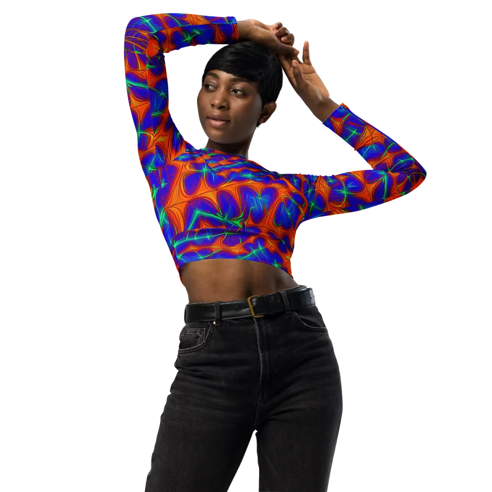Nebula Tides on Long Sleeve Crop Top — Front