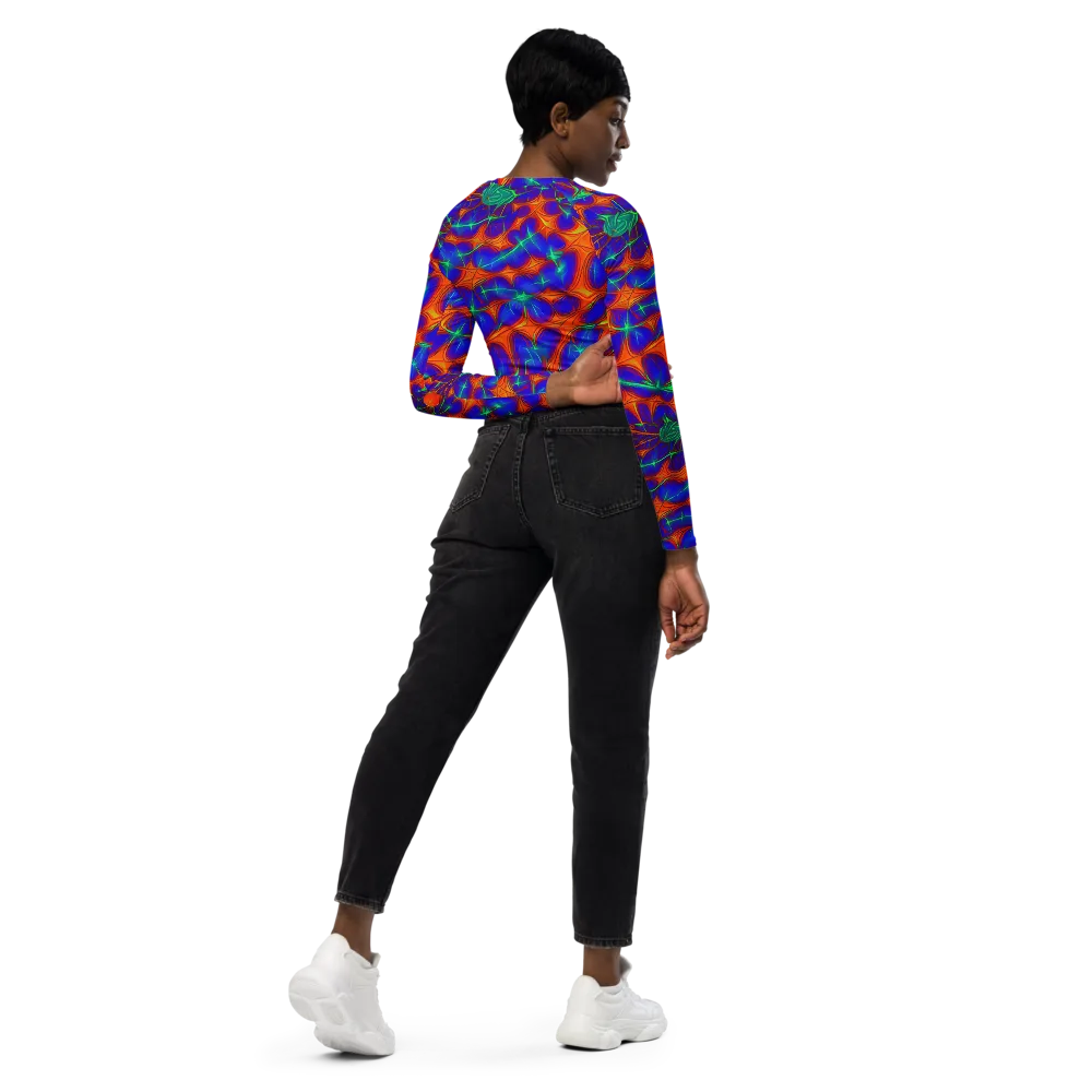 Nebula Tides on Long Sleeve Crop Top — Right Back