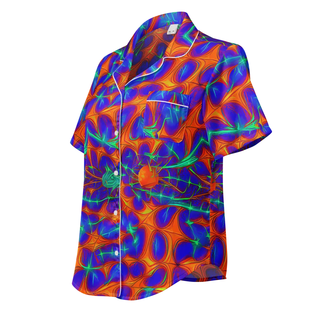 Nebula Tides on Women's Short Sleeve Pajama Top — Left Front