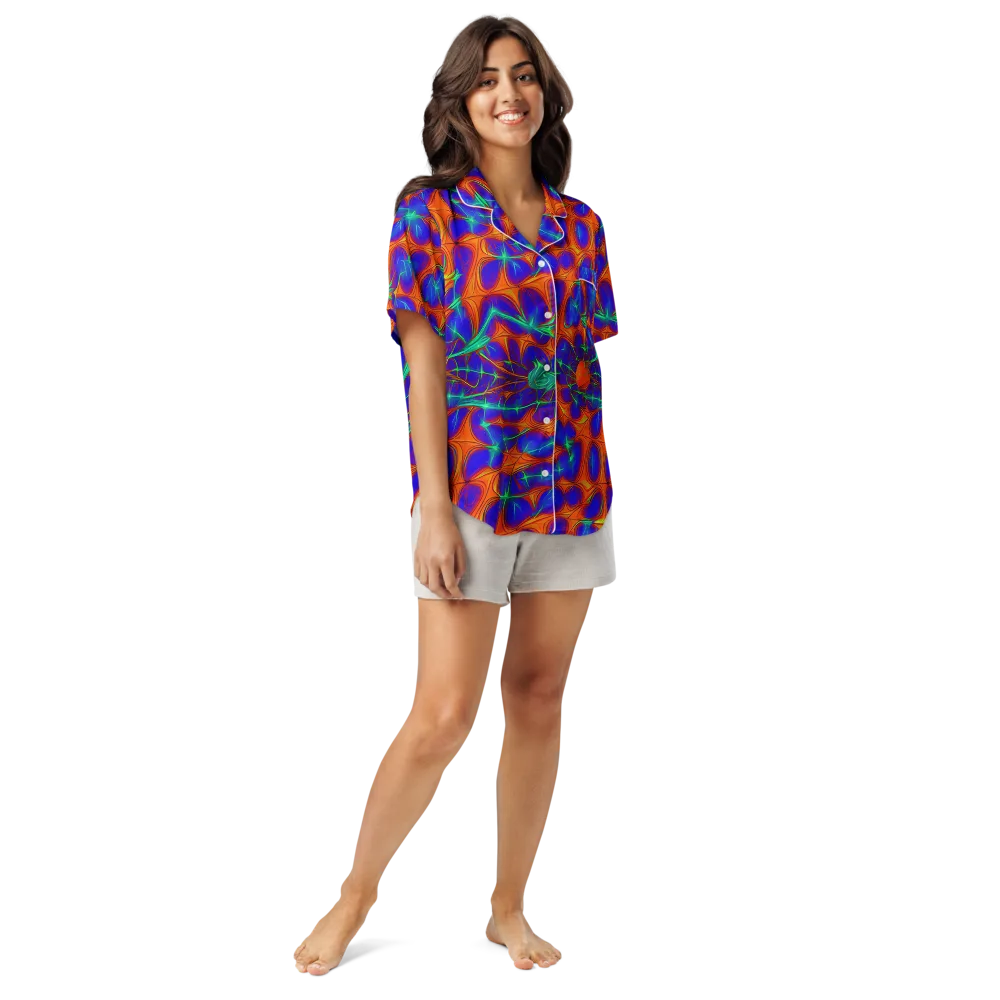 Nebula Tides on Women's Short Sleeve Pajama Top — Front