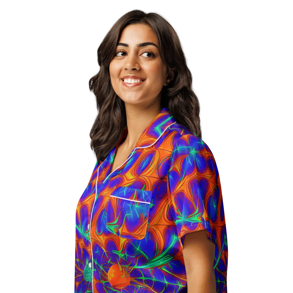 Nebula Tides on Women's Short Sleeve Pajama Top — Left Front