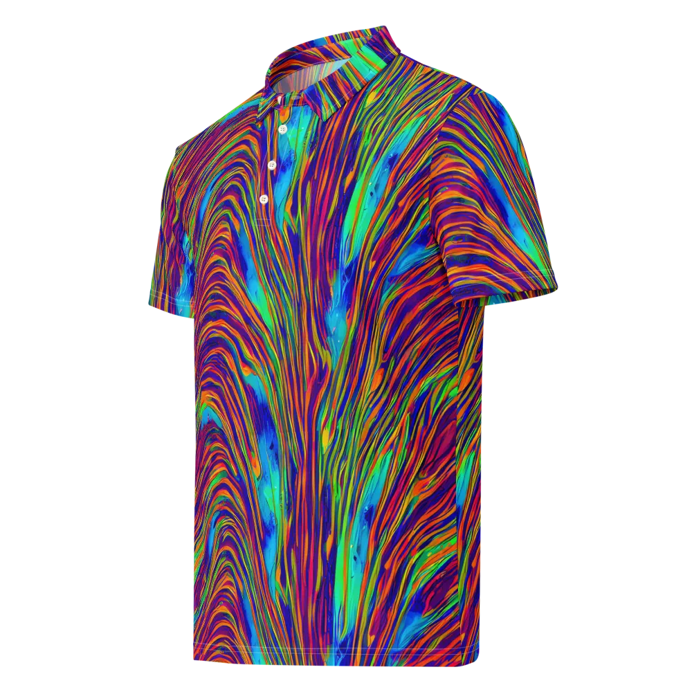 Lux Waves on Men's Slim Fit Polo Shirt — Left Front