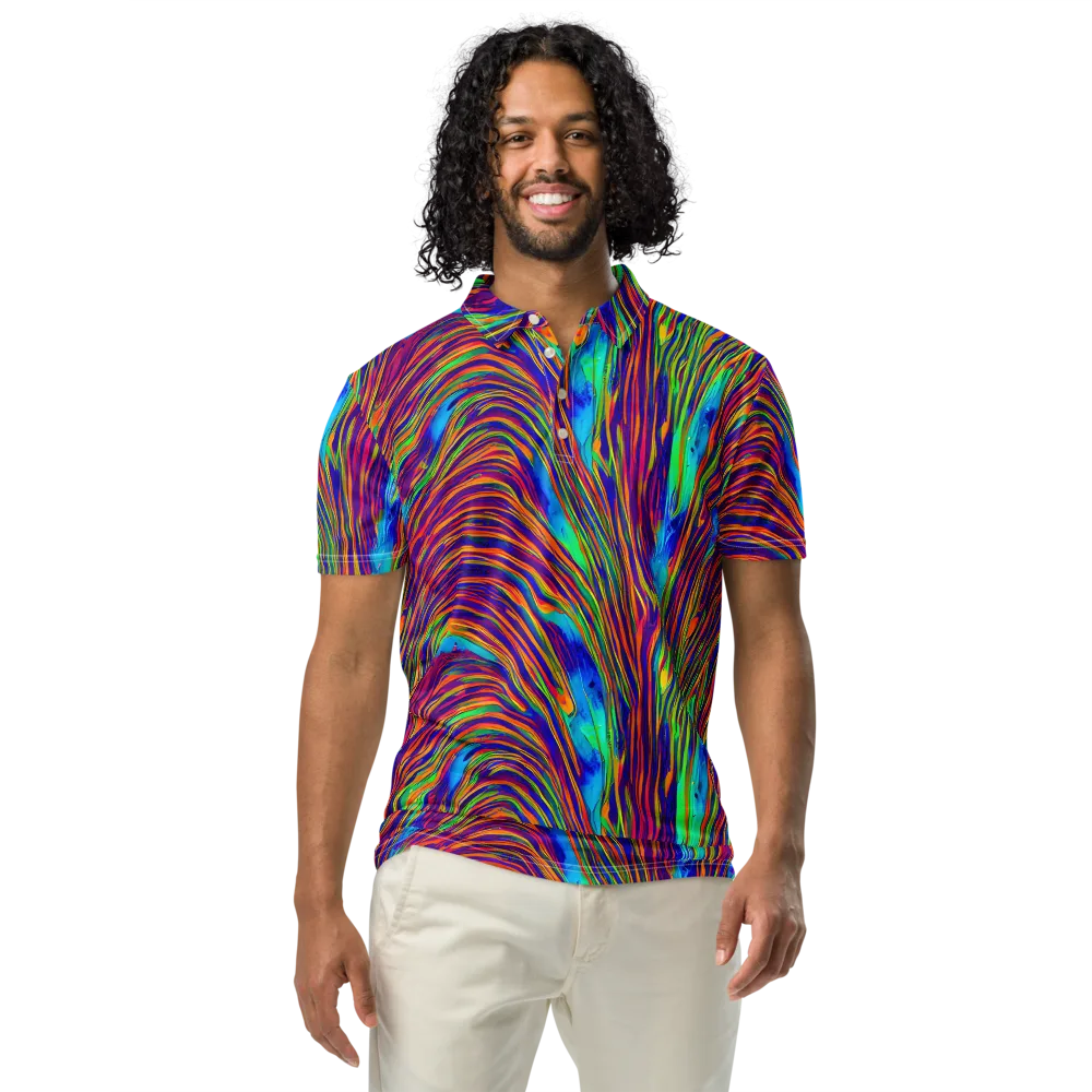 Lux Waves on Men's Slim Fit Polo Shirt — Front