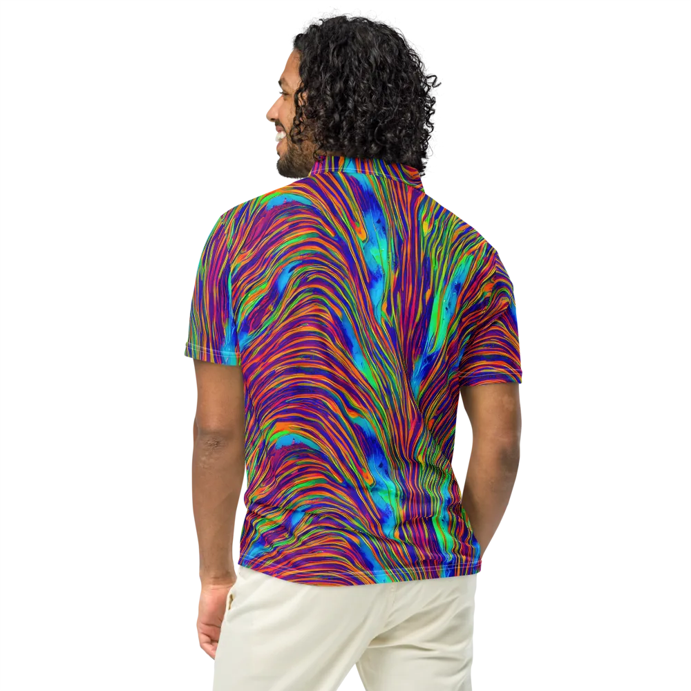 Lux Waves on Men's Slim Fit Polo Shirt — Back
