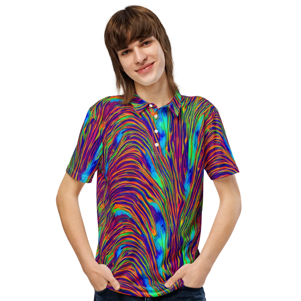 Lux Waves on Men's Slim Fit Polo Shirt — Front