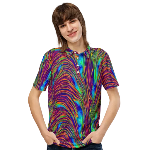Lux Waves on a Men's Slim Fit Polo Shirt