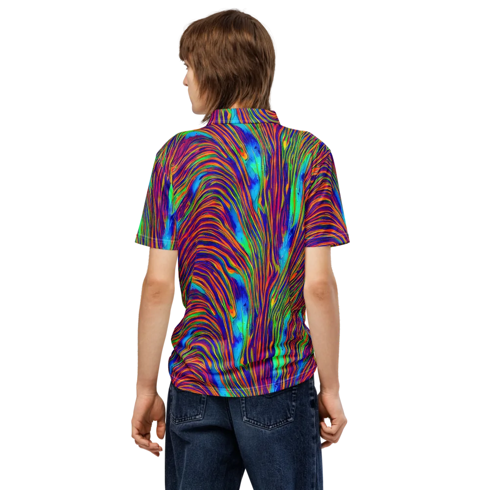 Lux Waves on Men's Slim Fit Polo Shirt — Back