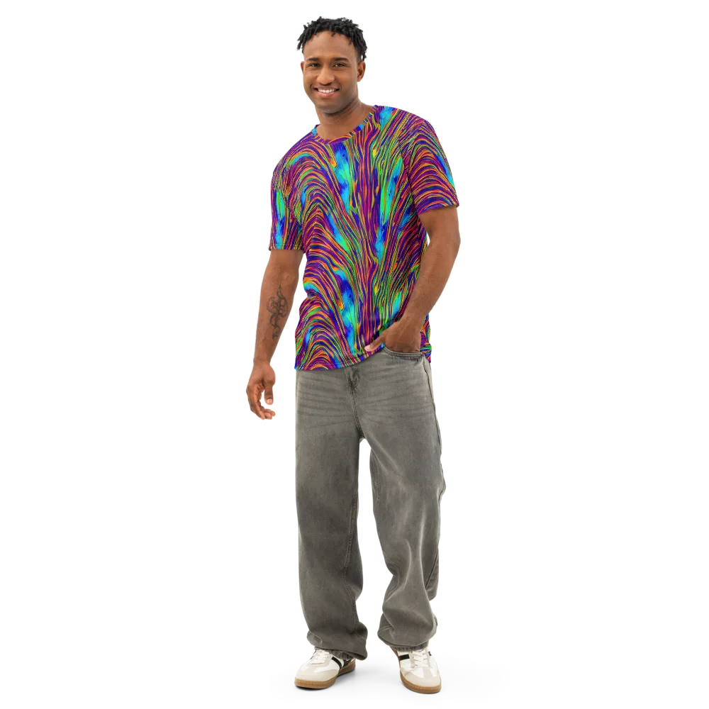 Lux Waves on Men's Cotton Crew Neck T-Shirt — Front
