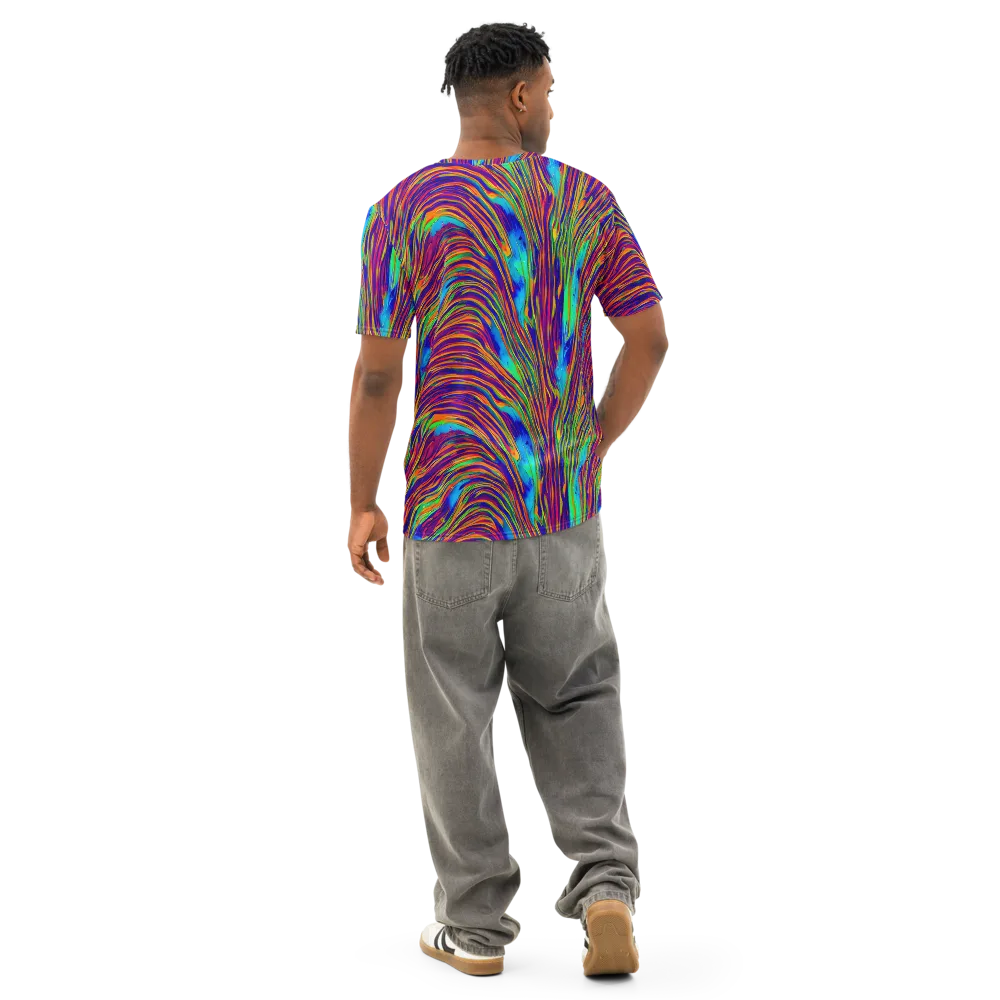 Lux Waves on Men's Cotton Crew Neck T-Shirt — Back