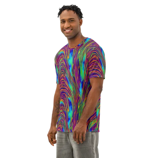 Lux Waves on a Men's Cotton Crew Neck T-Shirt