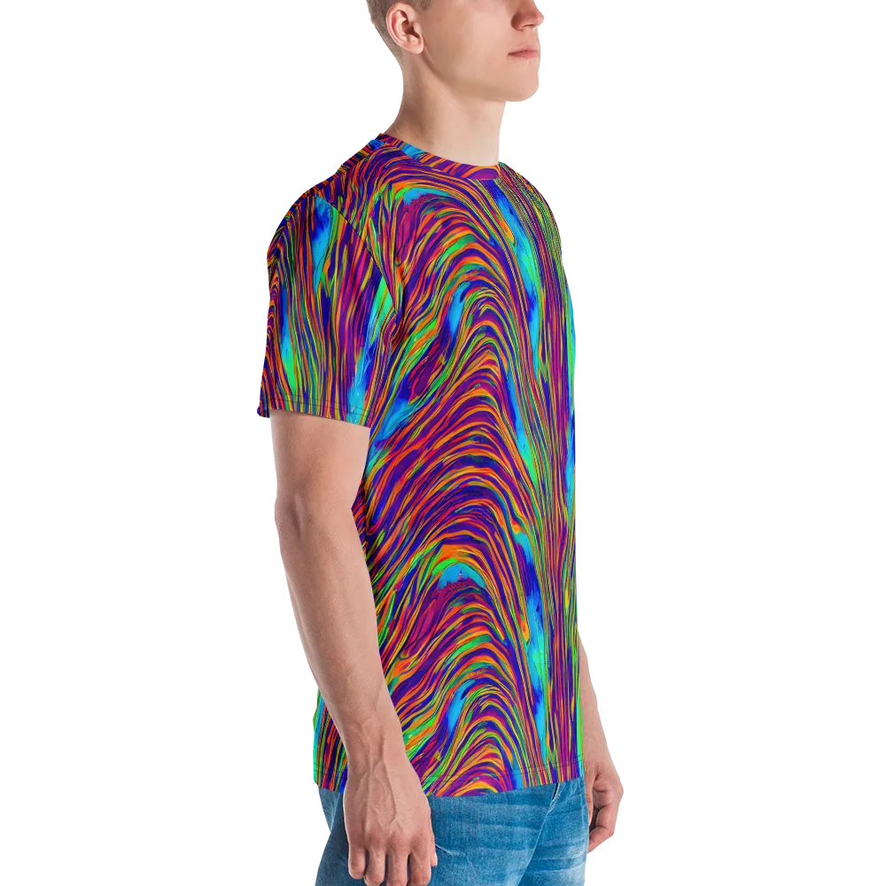 Lux Waves on Men's Crew Neck T-Shirt — Right