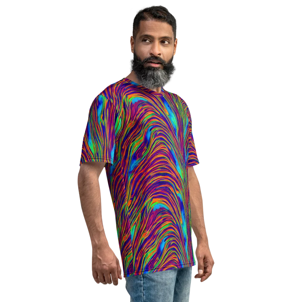 Lux Waves on Men's Crew Neck T-Shirt — Right