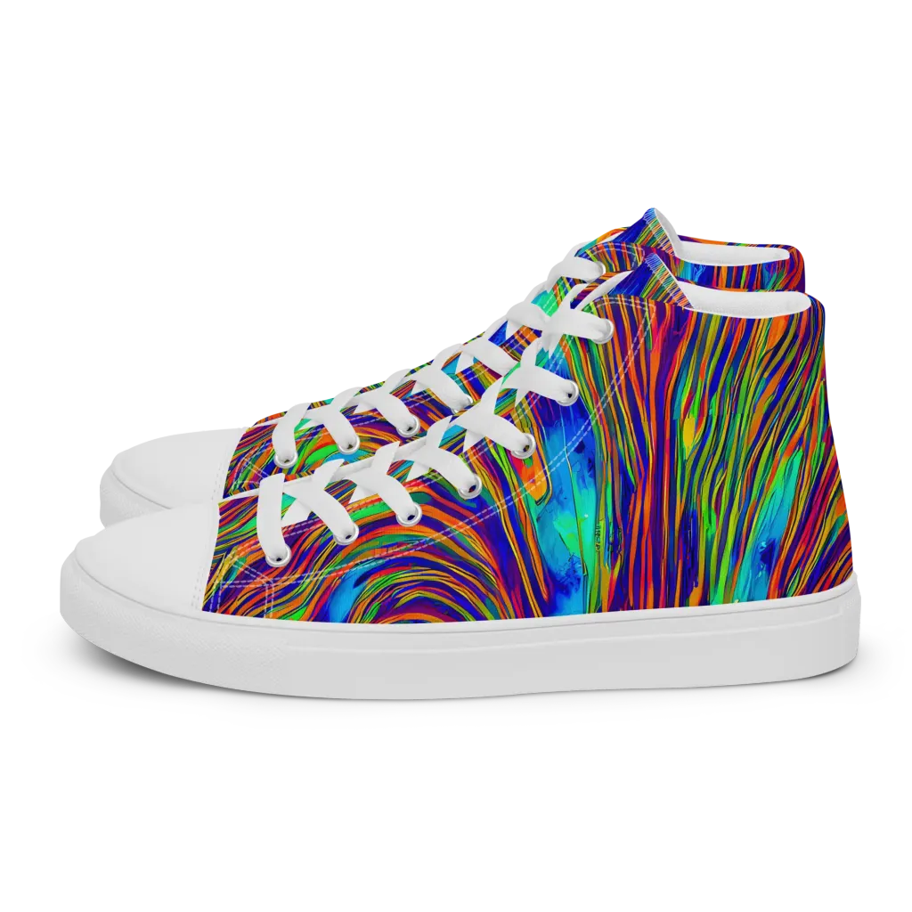 Lux Waves on Men's High Top Canvas Shoes — Left