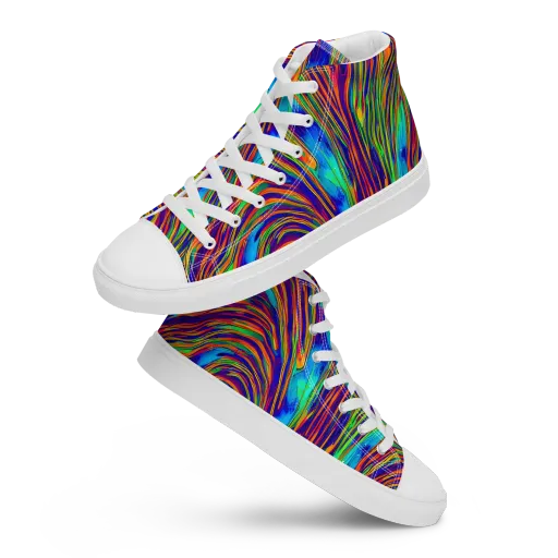 Lux Waves on a Men's High Top Canvas Shoes