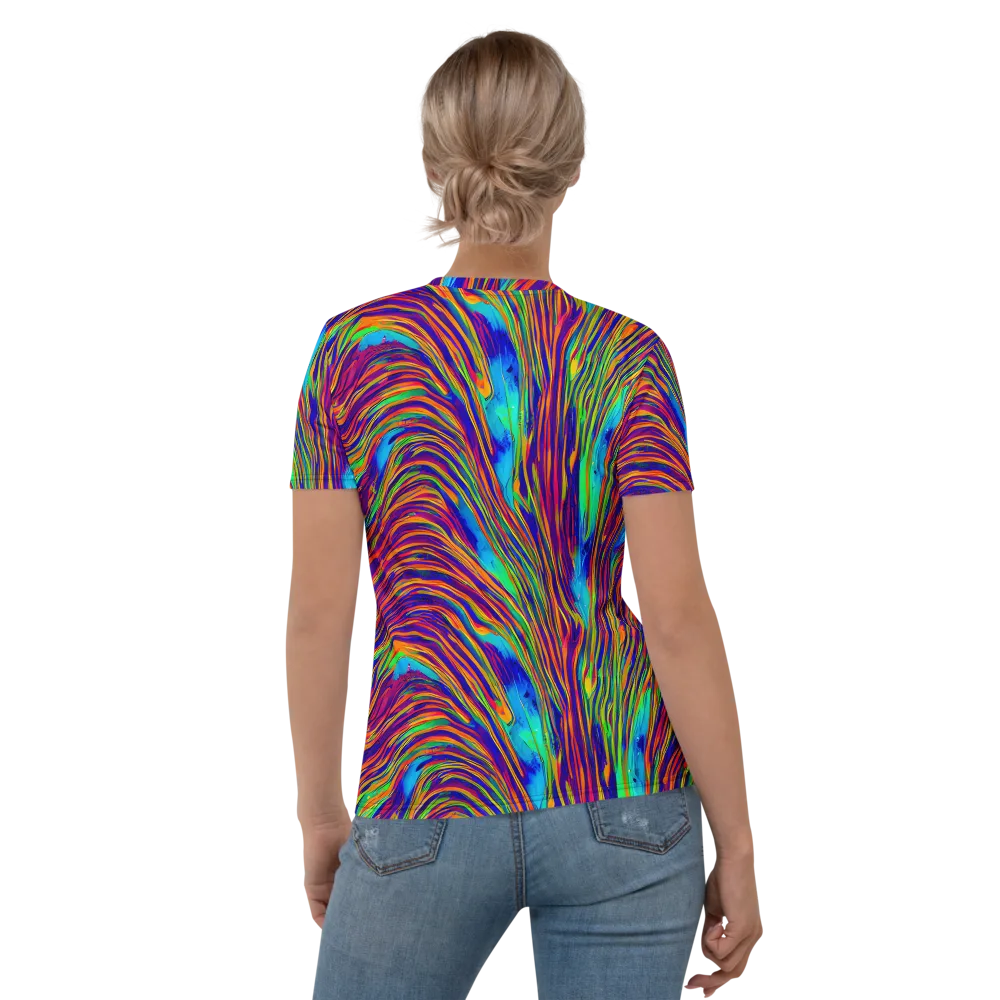 Lux Waves on Women's Crew Neck T-Shirt — Back