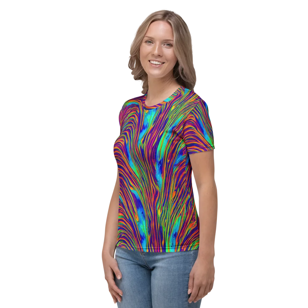 Lux Waves on Women's Crew Neck T-Shirt — Left
