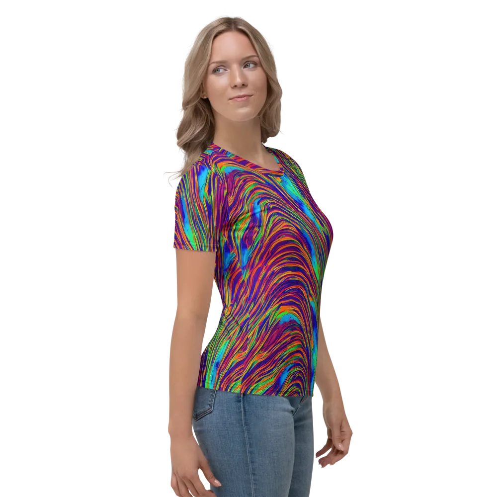 Lux Waves on Women's Crew Neck T-Shirt — Right