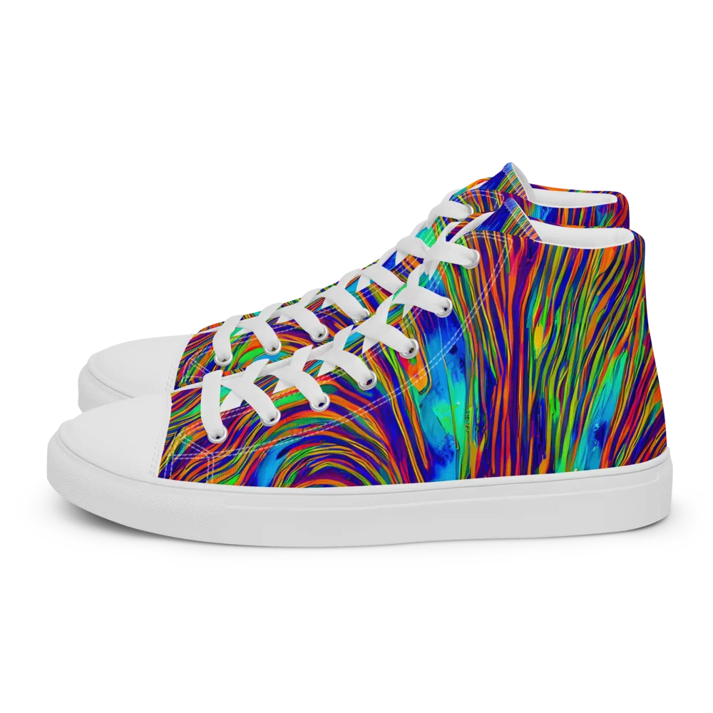 Lux Waves on Women's High Top Canvas Shoes — Left
