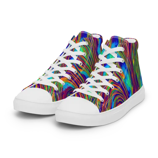 Lux Waves on a Women's High Top Canvas Shoes