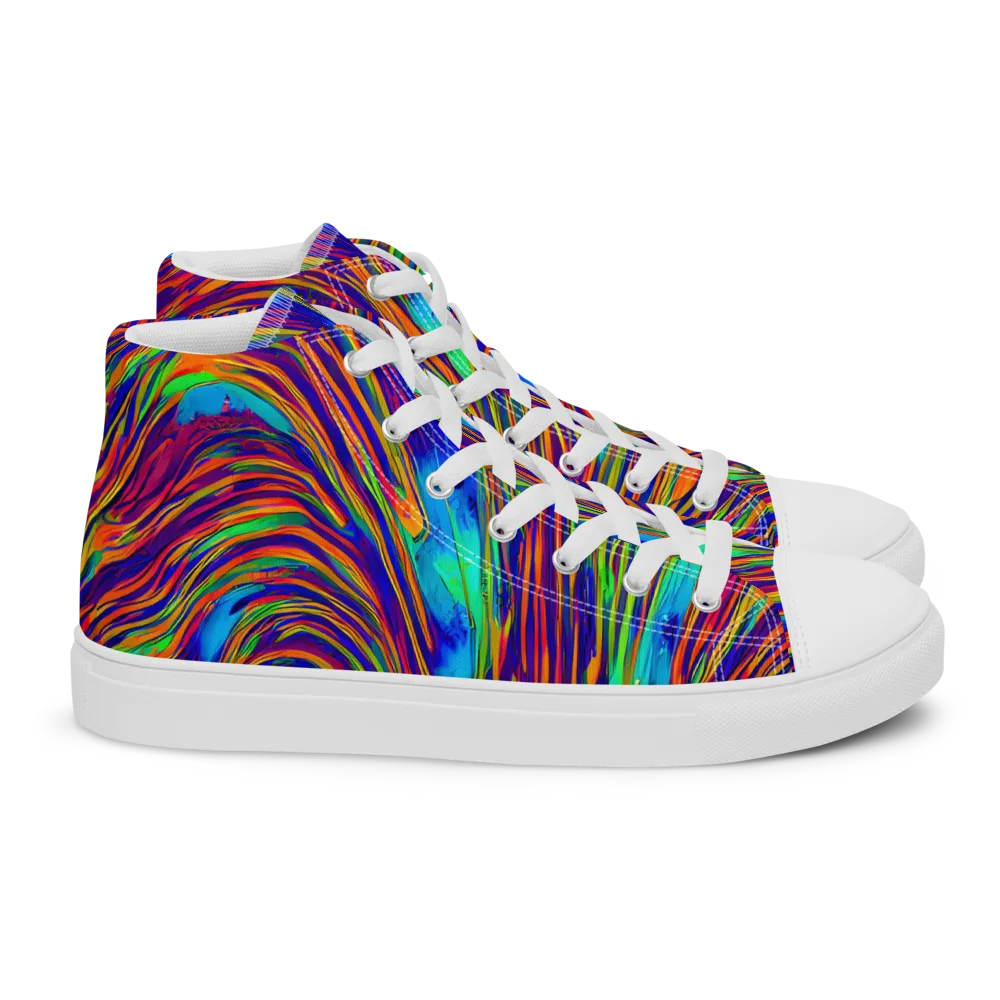 Lux Waves on Women's High Top Canvas Shoes — Right