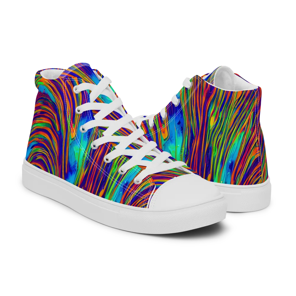 Lux Waves on Women's High Top Canvas Shoes — Right