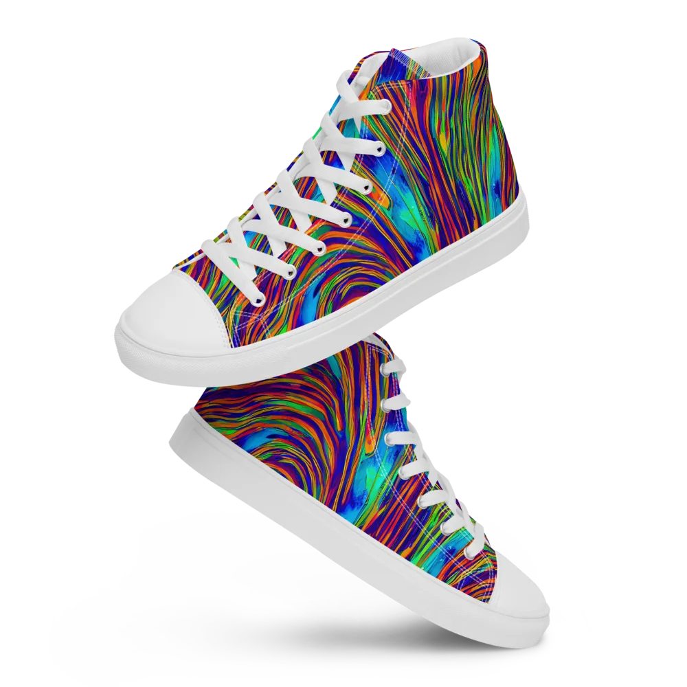 Lux Waves on Women's High Top Canvas Shoes — Front