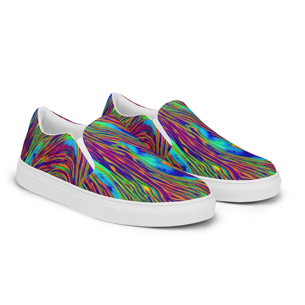 Lux Waves on Men's Slip-On Canvas Shoes — Right Front