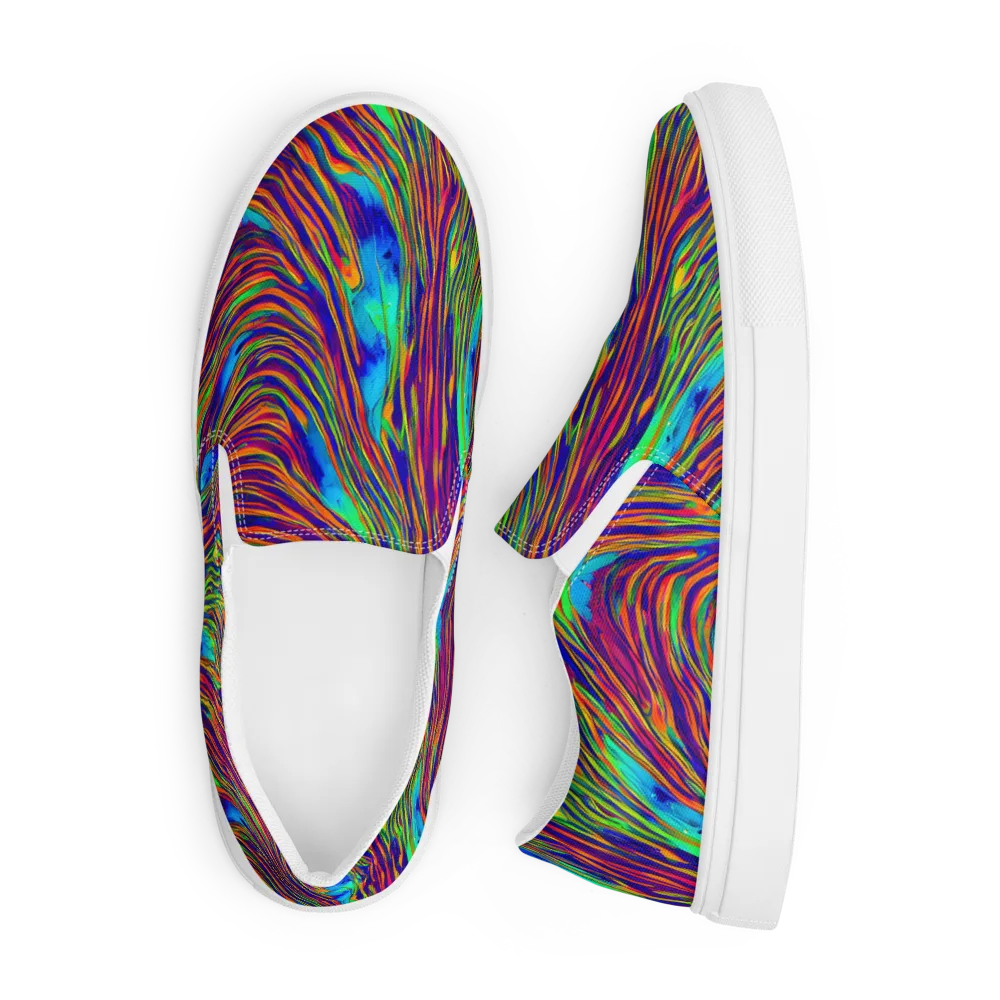 Lux Waves on Men's Slip-On Canvas Shoes — Front