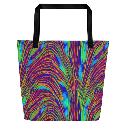 Lux Waves on a Large Tote Bag W/ Pocket