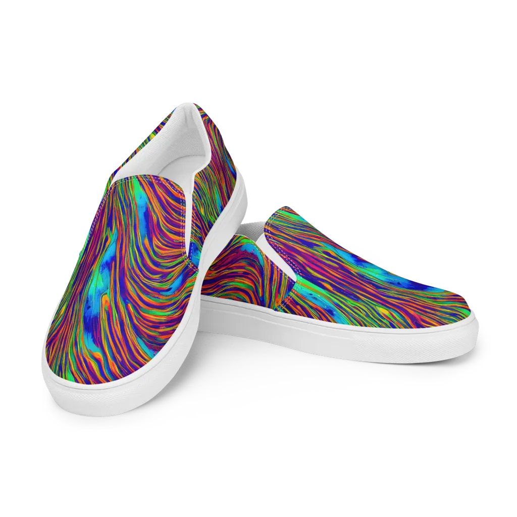 Lux Waves on Women's Slip-On Canvas Shoes — Left Front