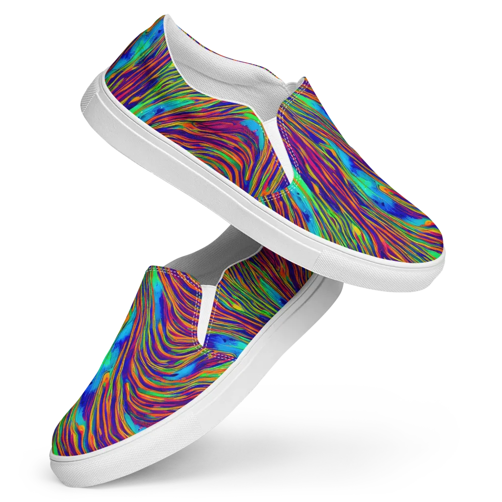 Lux Waves on Women's Slip-On Canvas Shoes — Front