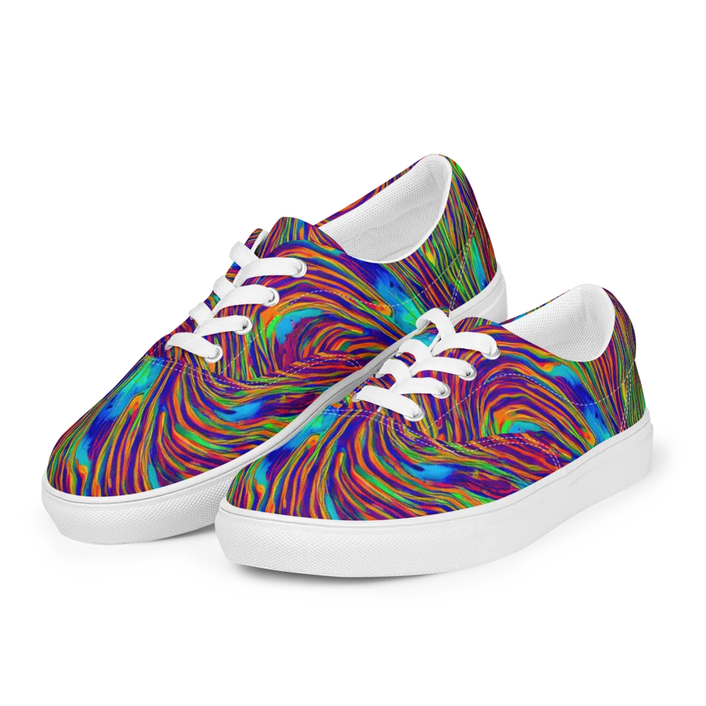 Lux Waves on Men's Lace-Up Canvas Shoes — Left Front