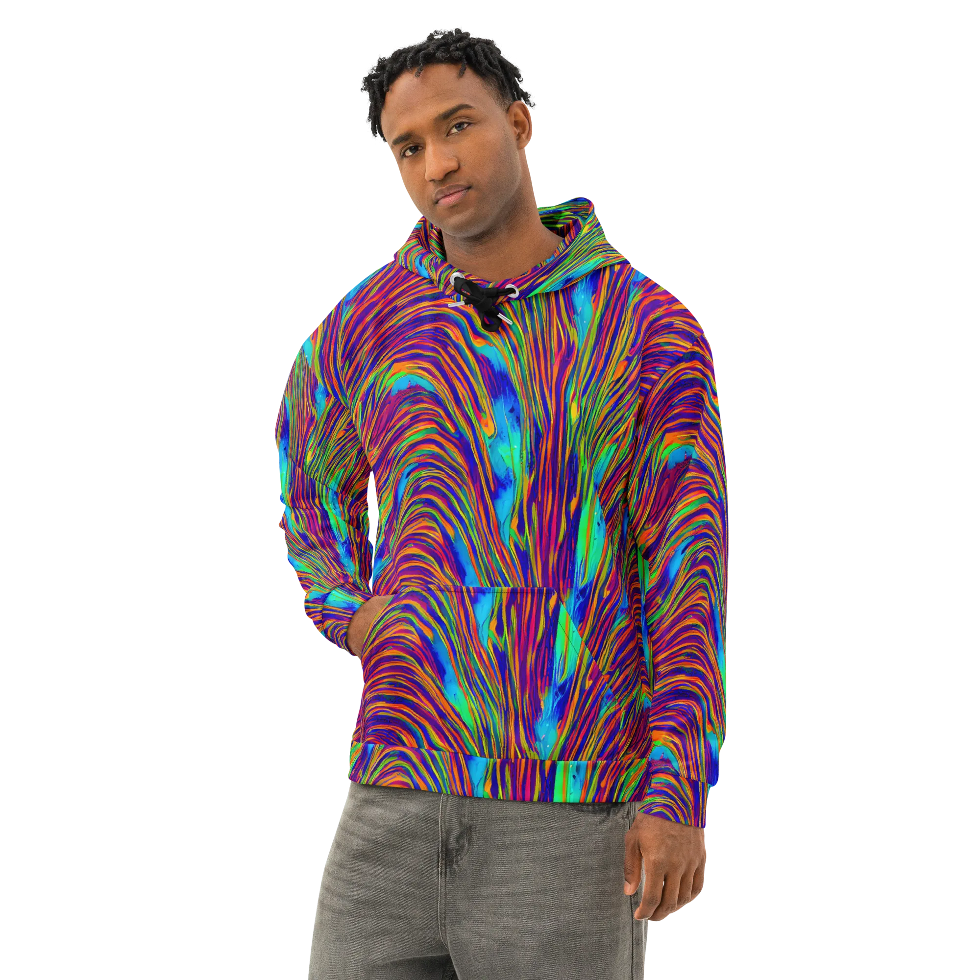 Lux Waves on Cotton Hoodie — Left Front