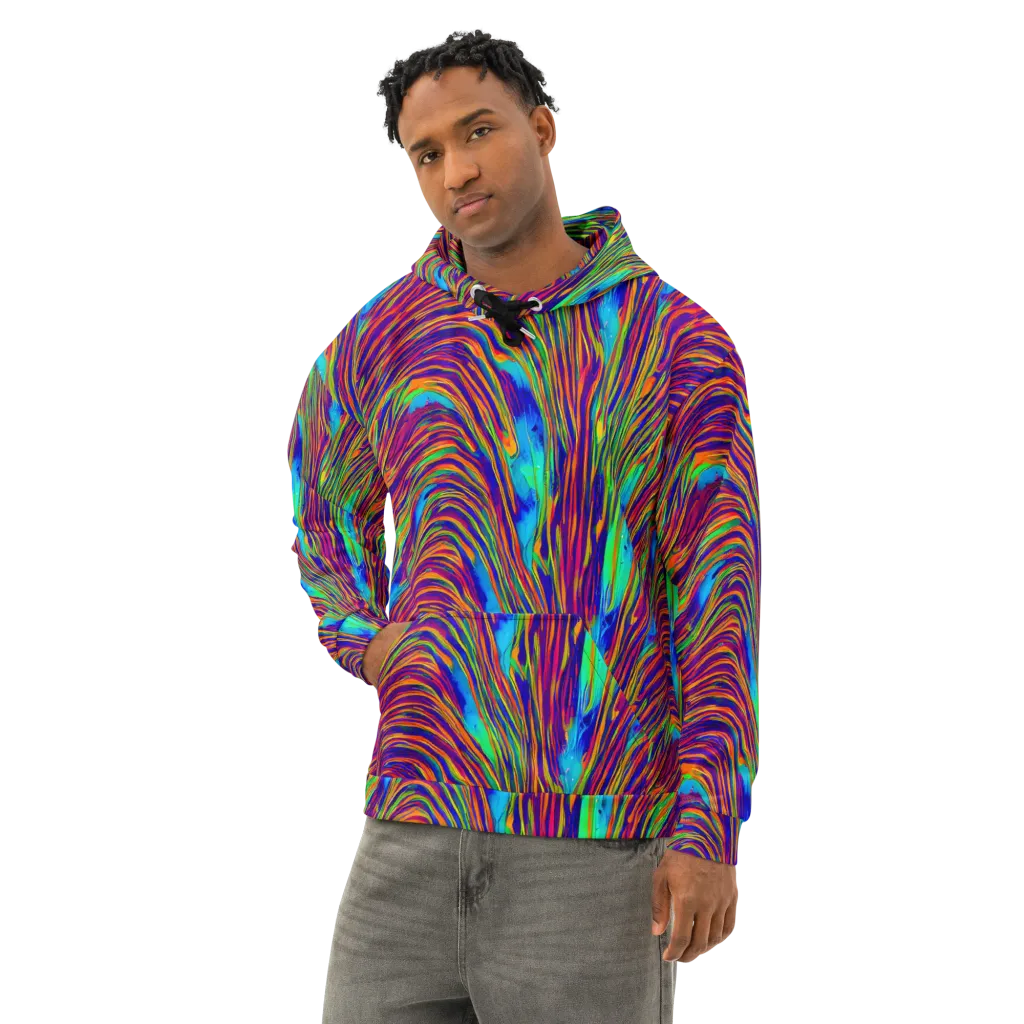 Lux Waves on Cotton Hoodie — Left Front