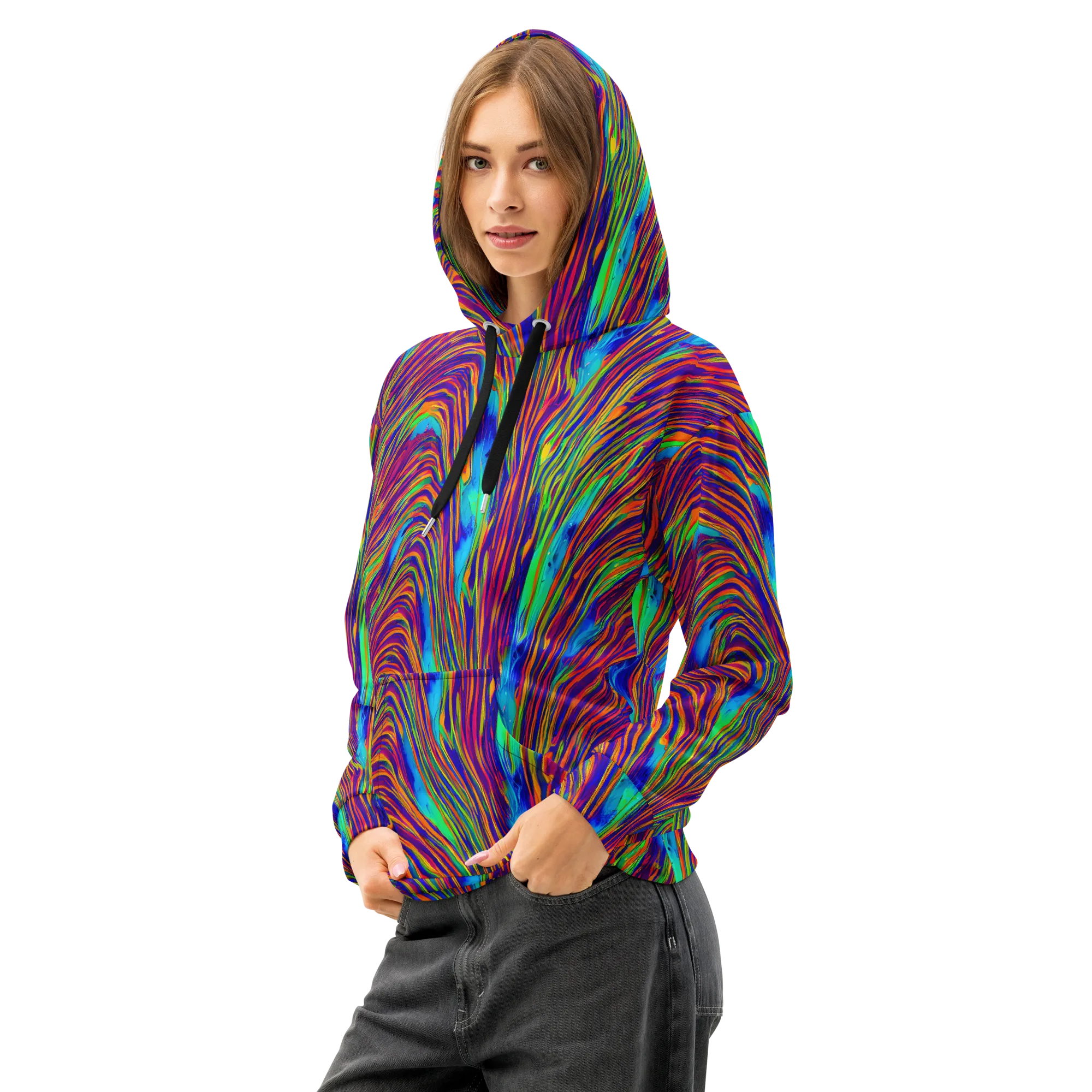Lux Waves on Cotton Hoodie — Left Front