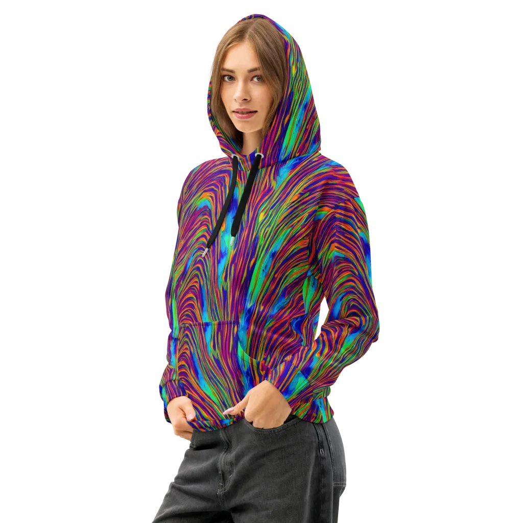 Lux Waves on Cotton Hoodie — Left Front