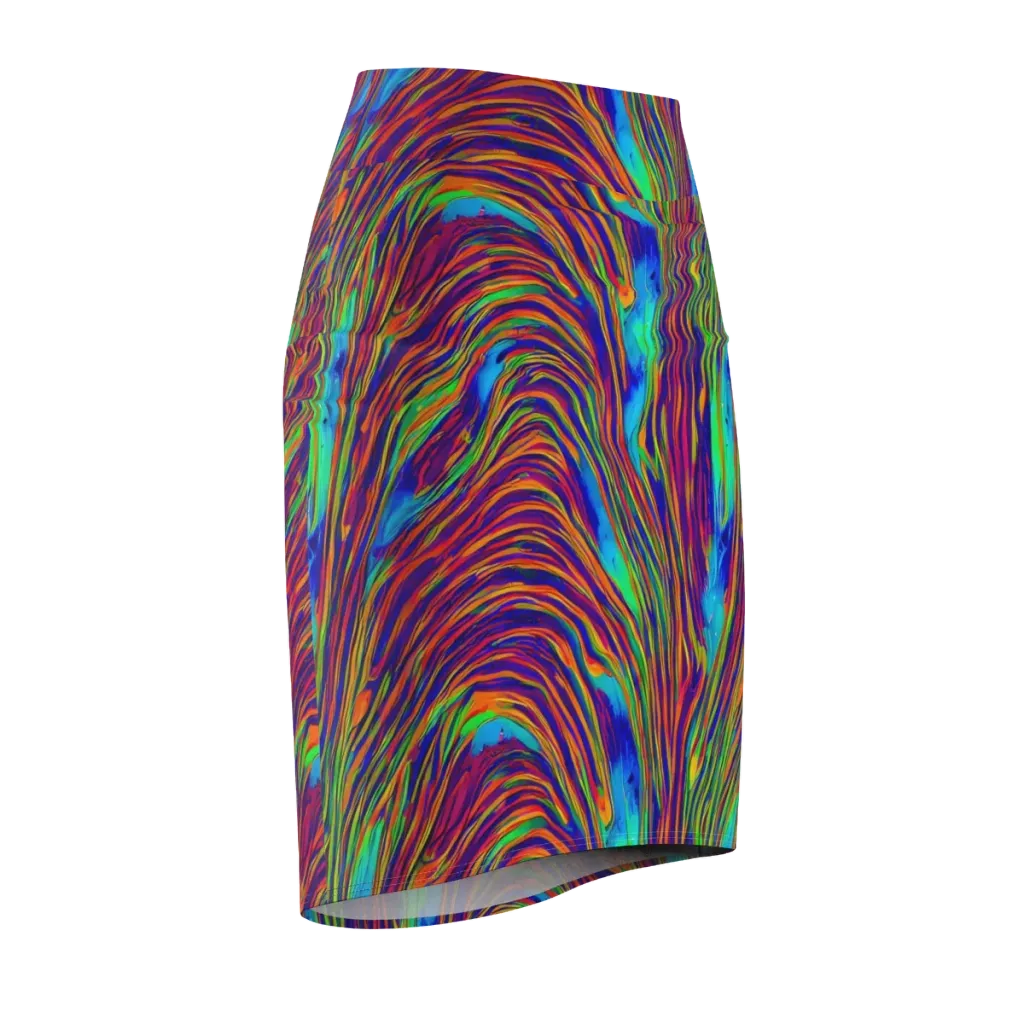 Lux Waves on Pencil Skirt — Front Side