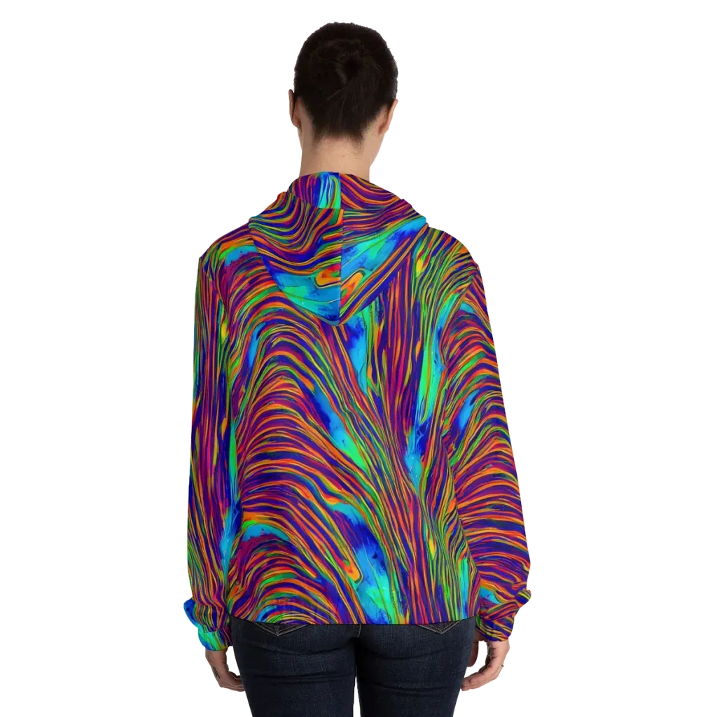 Lux Waves on Women's Full-Zip Hoodie — Back On Person