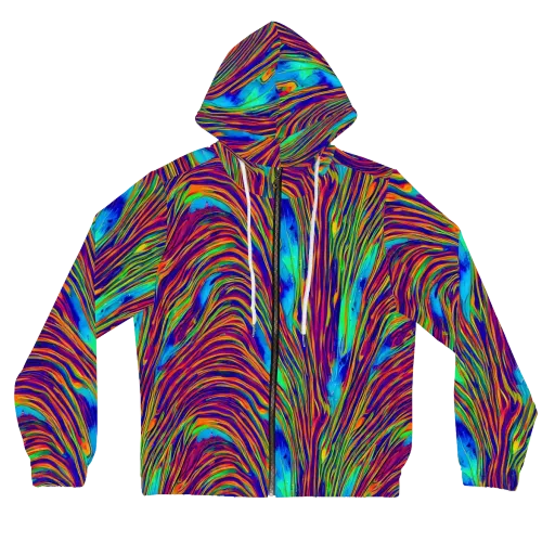 Lux Waves on a Women's Full-Zip Hoodie