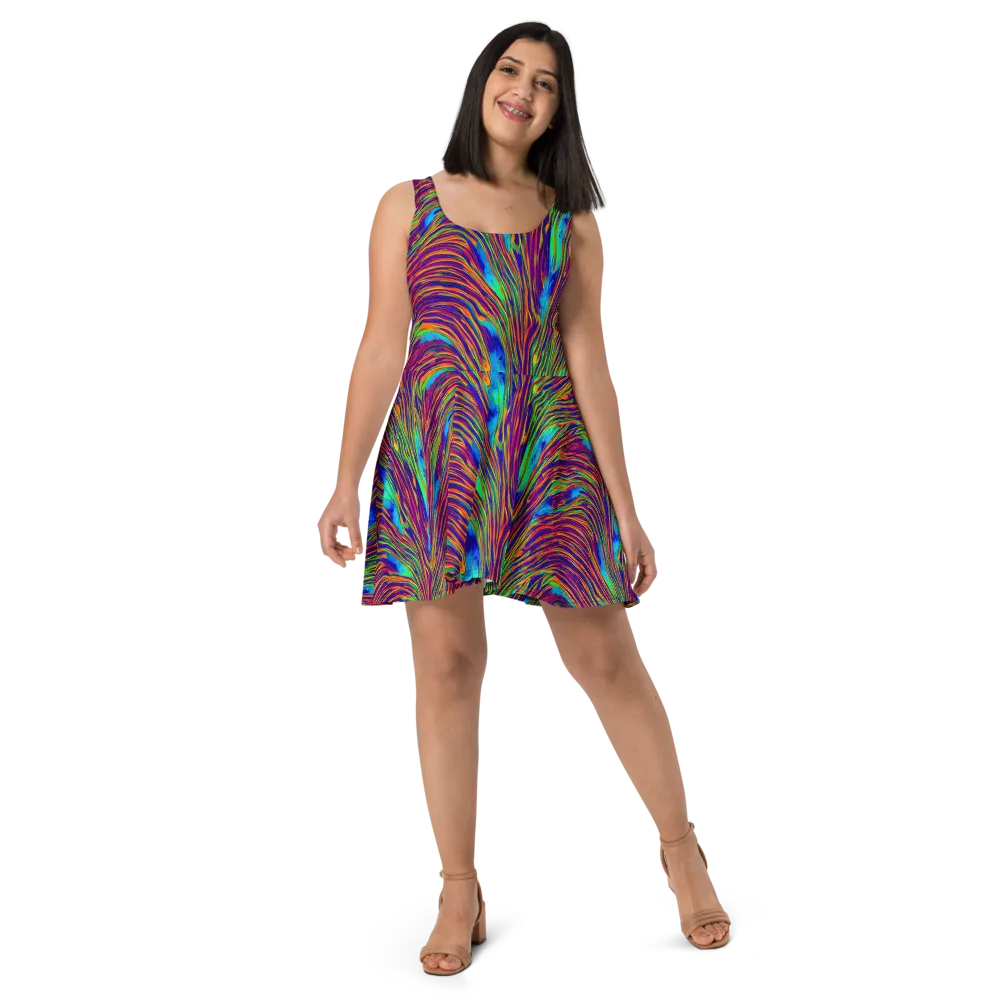 Lux Waves on Skater Dress — Front
